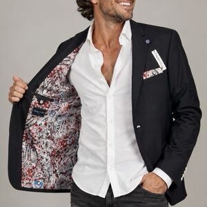 Paisley & Gray 42R Blazer Sport Coat NWT Rockstar Music Print Lining Slim Fit